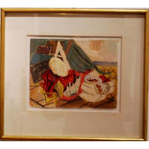 Gouache Nature Morte Par Henry De Waroquier 1881-1970