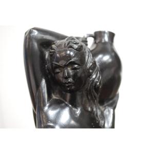 Ebony Sculpture By Manolo Perez Valiente Dated 44