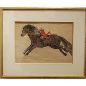 Poney De Cirque à Médrano Par Edmond Heuzé Daté 1926