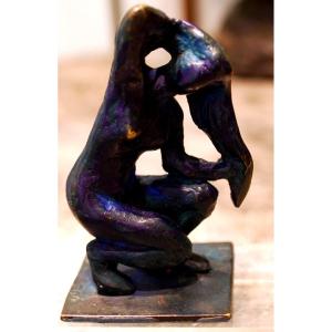 Bronze Odalisque With Bluish Patina By Madeleine Tézenas Du Montcel