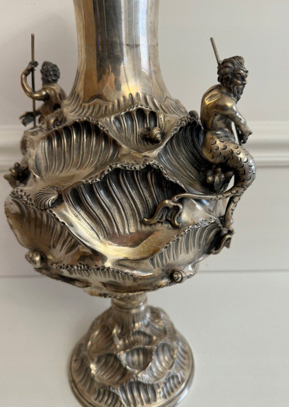 Vase En Argent Avec Tritons 2,35 Kg d'Argent-photo-4