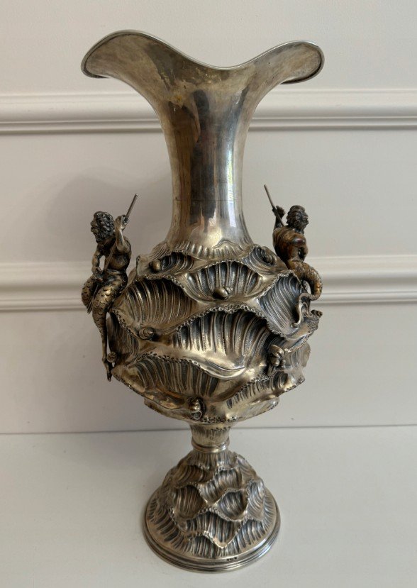 Vase En Argent Avec Tritons 2,35 Kg d'Argent-photo-8