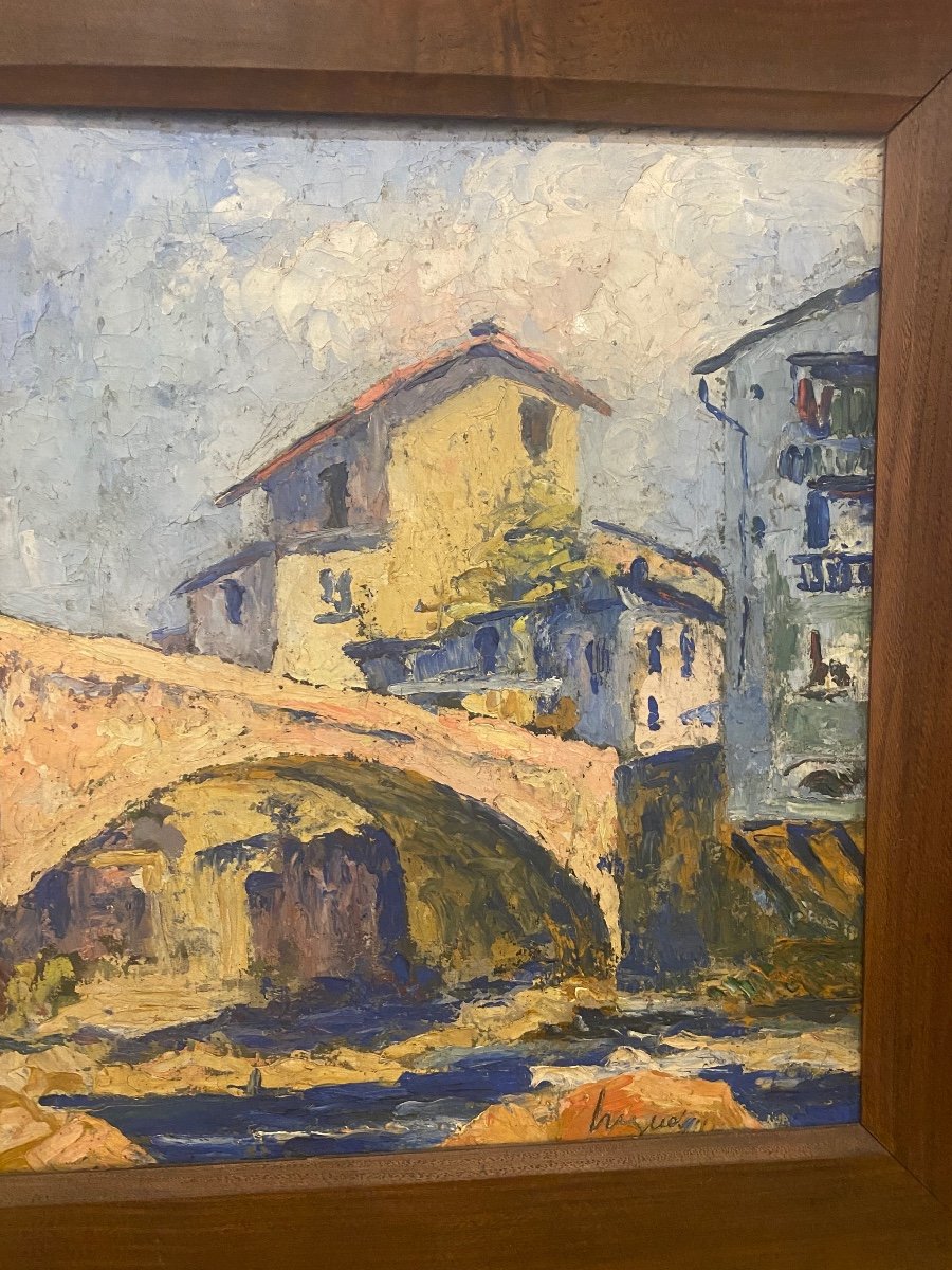 Le vieux Pont à Sospel , Huile Sur Toile , Alpes maritimes -photo-2