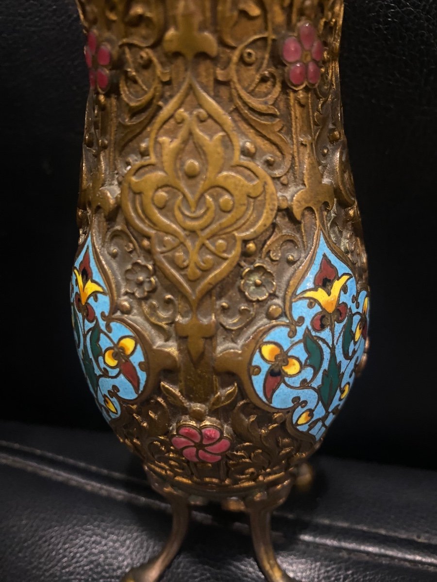 Paire de Vases , Bronze Cloisonné, par  Ferdinand Barbedienne -photo-3