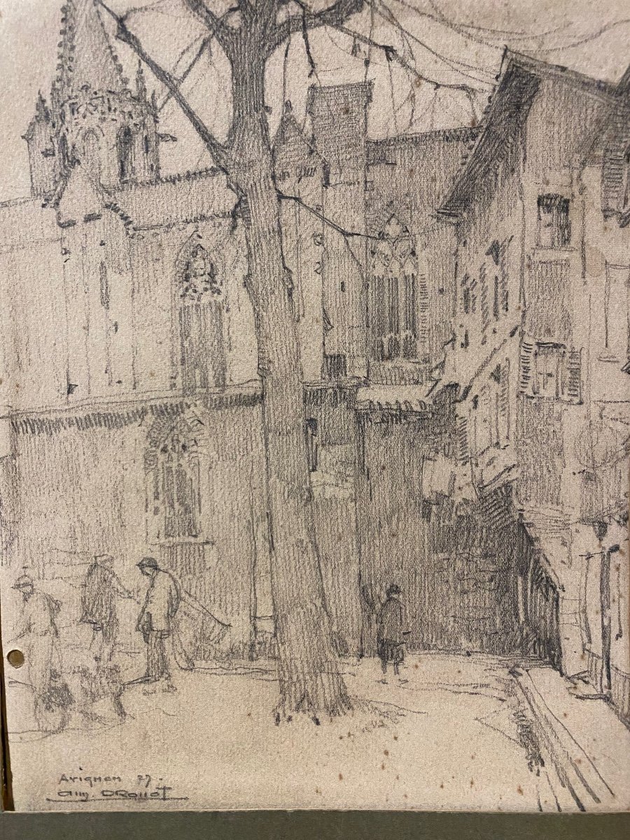 Drawing, Place St Didier In Avignon By A.drouot-photo-2