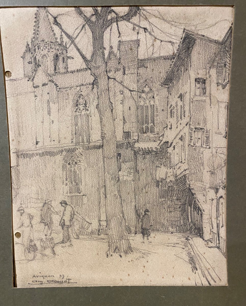 Drawing, Place St Didier In Avignon By A.drouot