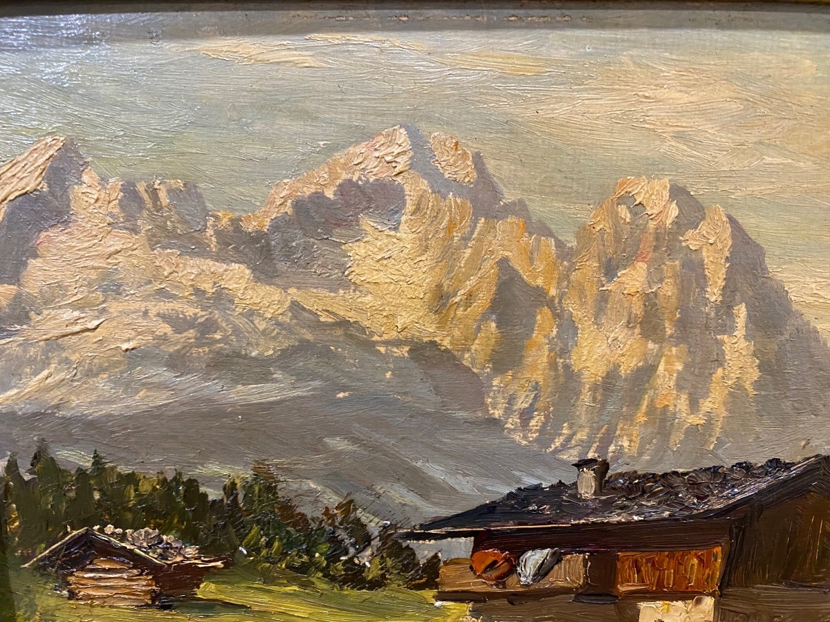 Huile , Paysage de Montagne ( Garmisch ) par Heinz Theis -photo-1