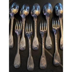 Series Of 6 Silver Cutlery, Paris XVIII Century 