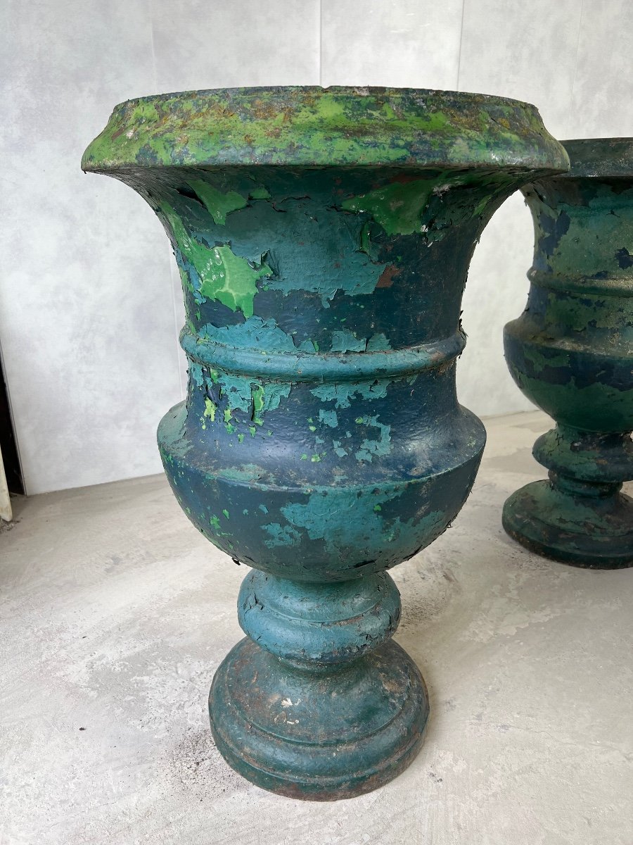 Huge Pair Urn Cast Iron XIX-photo-2