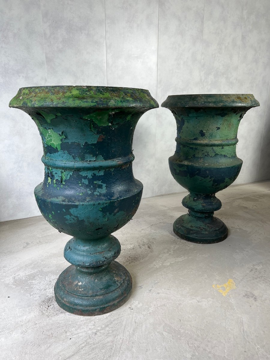 Huge Pair Urn Cast Iron XIX