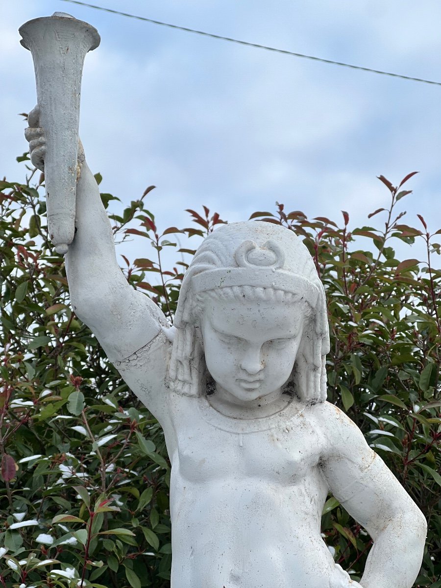 Statue  Socle En Fonte Enfant égyptien XIX-photo-2