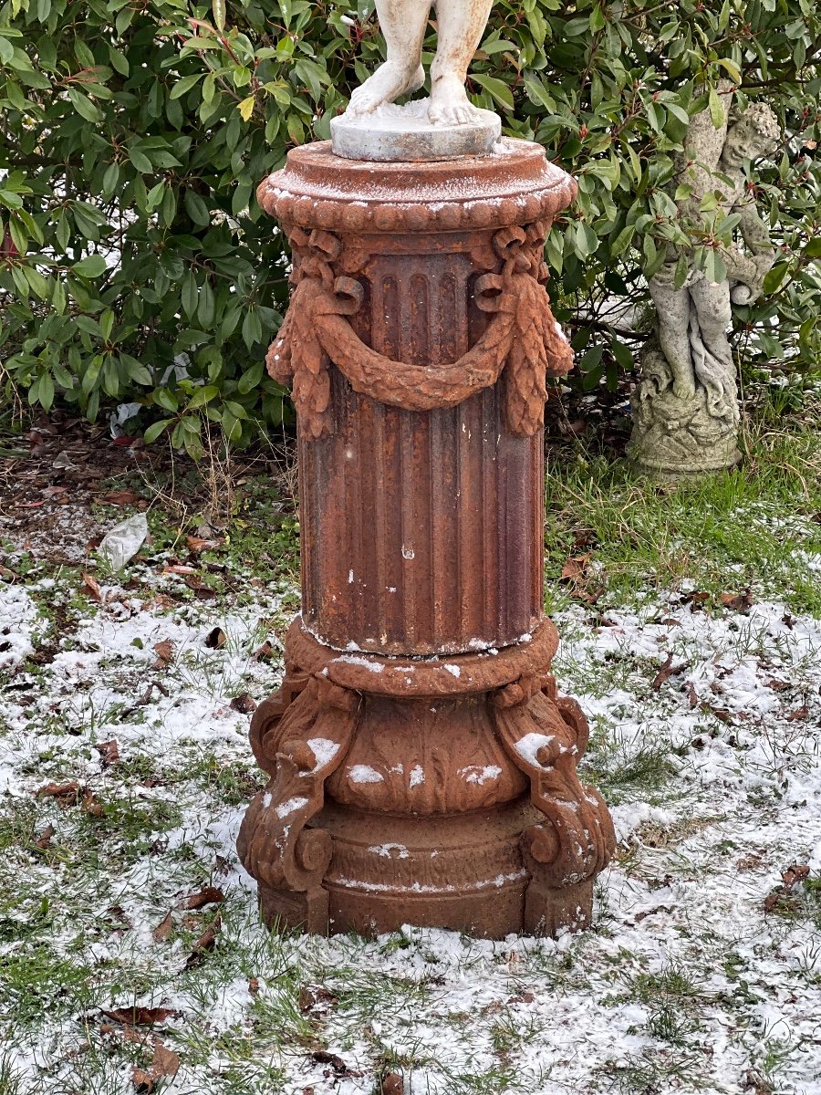 Statue  Socle En Fonte Enfant égyptien XIX-photo-3