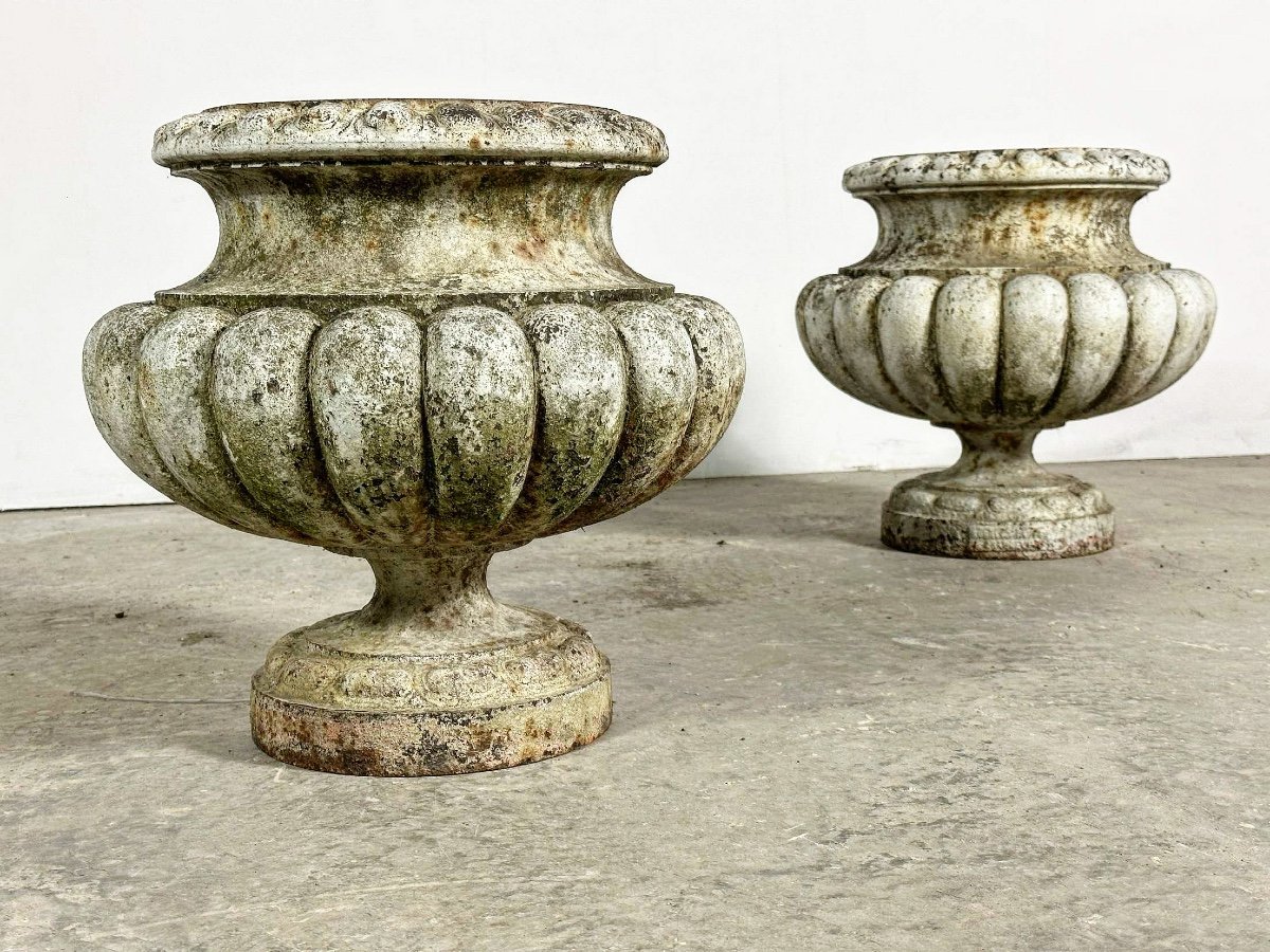 Pair Of Corneau Charleville Cast Iron Vases 19th Century