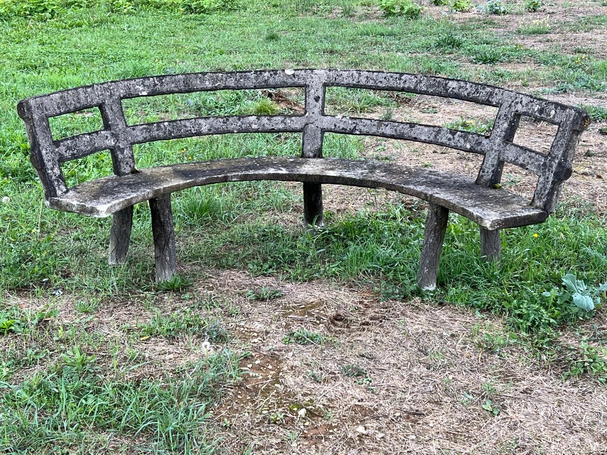 Banc Béton Faux Bois  Arrondi XXeme-photo-2