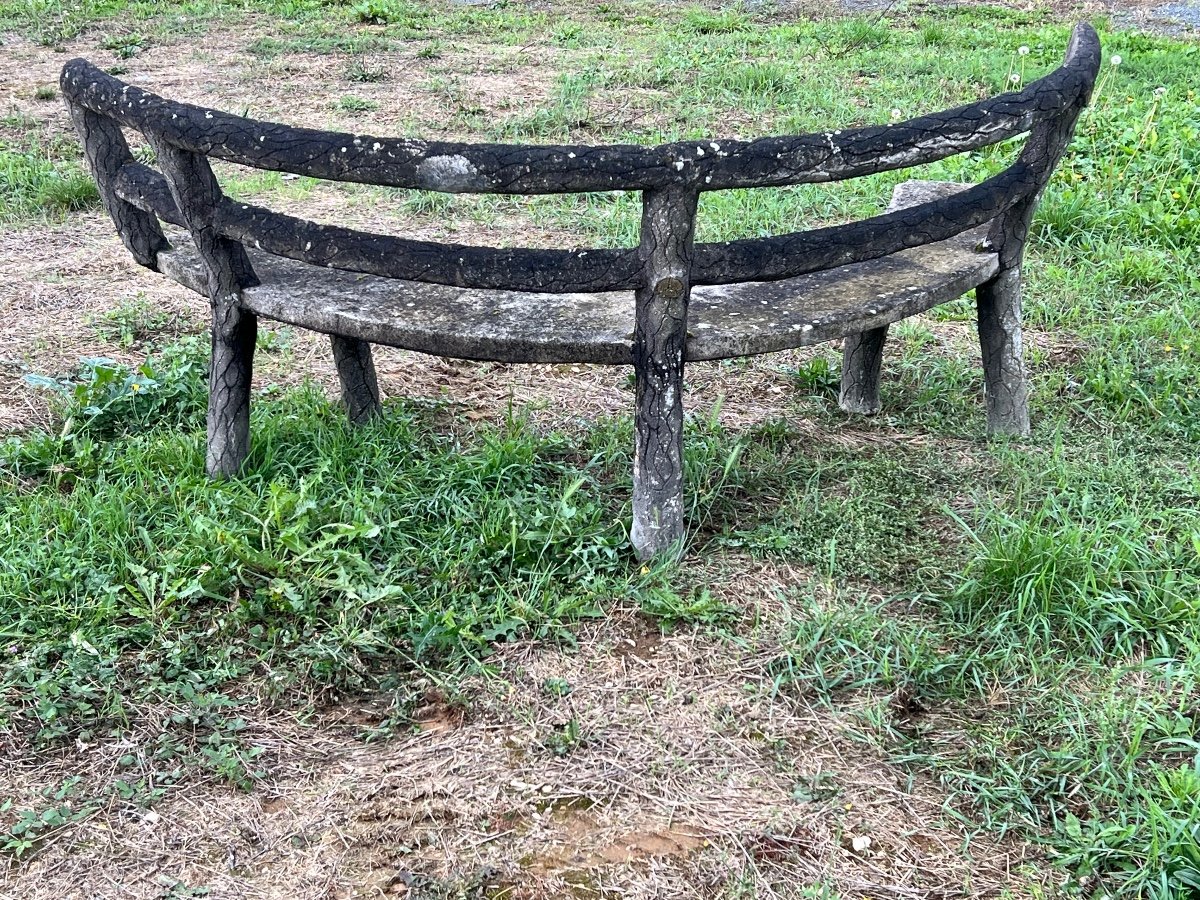 Banc Béton Faux Bois  Arrondi XXeme-photo-3