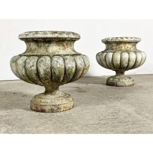 Pair Of Corneau Charleville Cast Iron Vases 19th Century