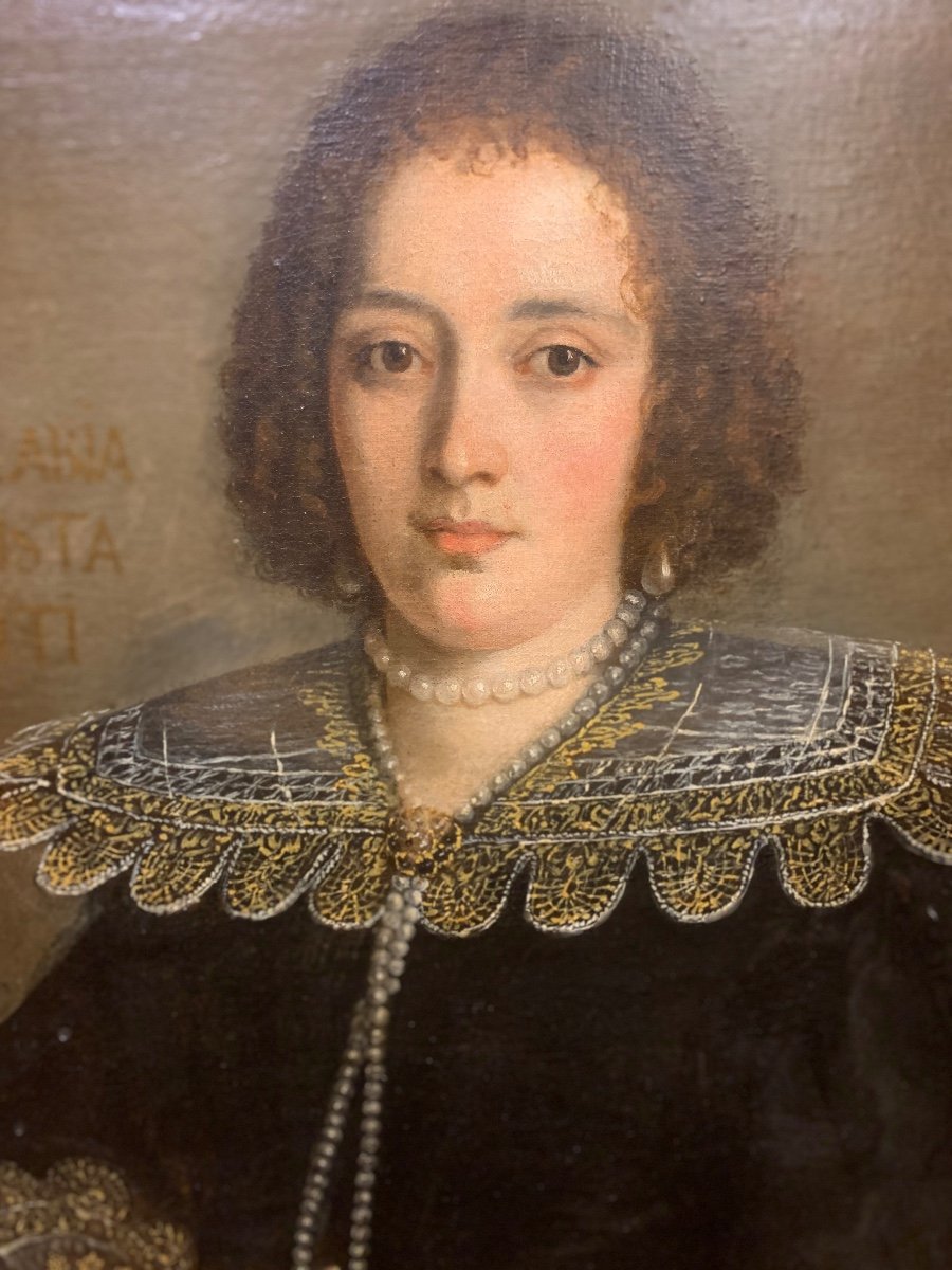 Portrait d'Une Noble Dame, école Florentine, Huile Sur Toile Fin XVIe Siècle   -photo-2