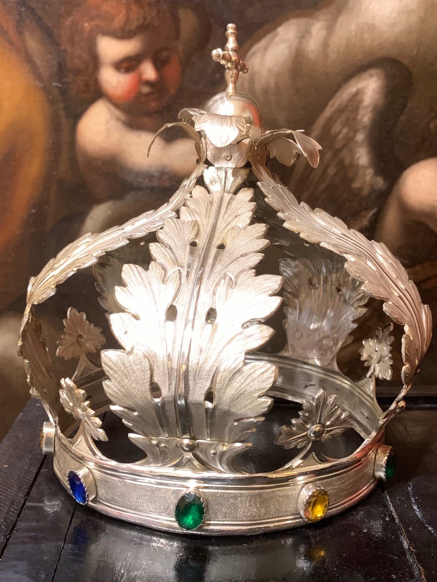 Silver Crown, Hallmarked Scheggi, Florence Early 19th Century. -photo-8