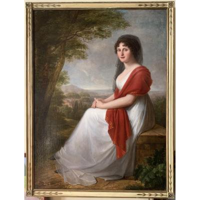 Portrait Of A Young Noble Woman In The Tuscan Countryside, End Of The Eighteenth Century.