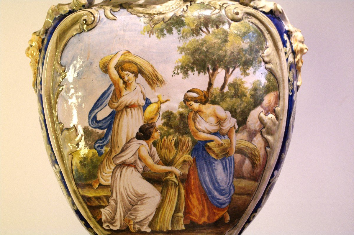 Large Neapolitan Majolica Pottery-photo-2