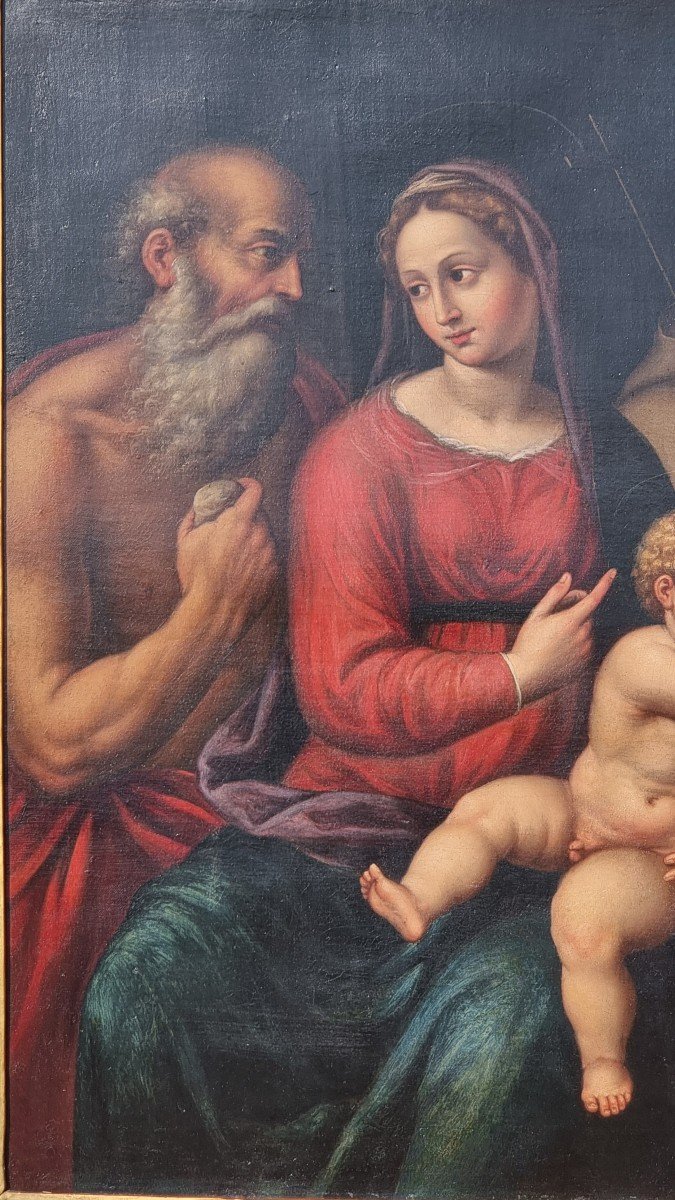 Virgin And Child With Saints Jerome And Francis, 16th Century-photo-2