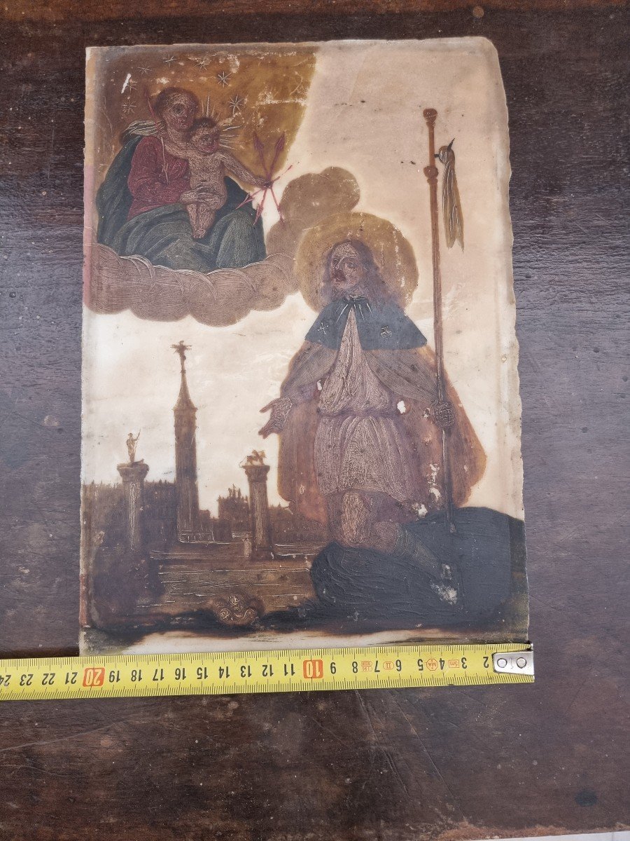 Vierge à l'Enfant, San Rocco, Le Lion Et Venise, époque 1400-photo-1