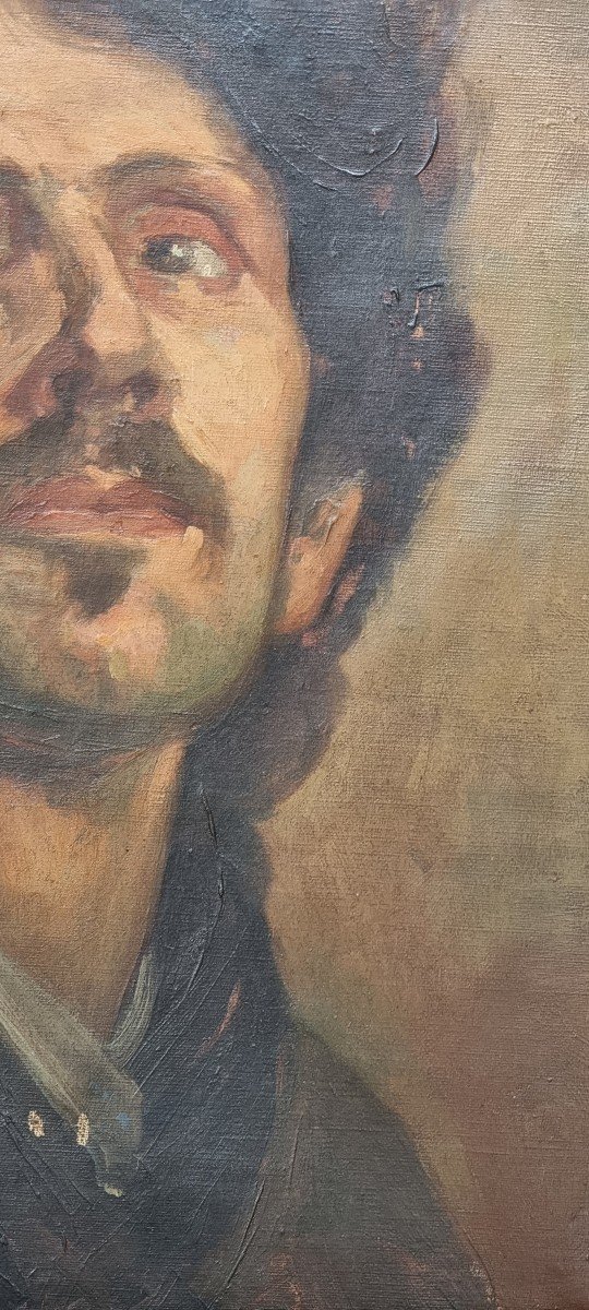 Portrait d'Un Personnage Masculin, XIXe Siècle, Huile Sur Toile-photo-1