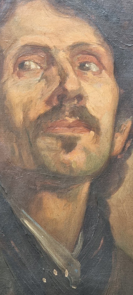 Portrait d'Un Personnage Masculin, XIXe Siècle, Huile Sur Toile-photo-4