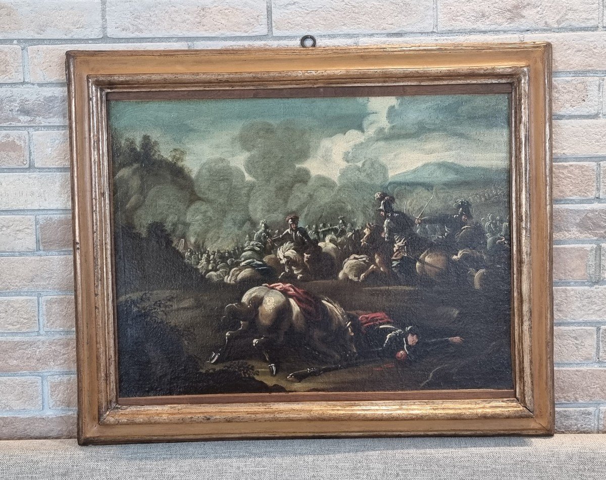 Battle, Oil On Canvas, 17th Century