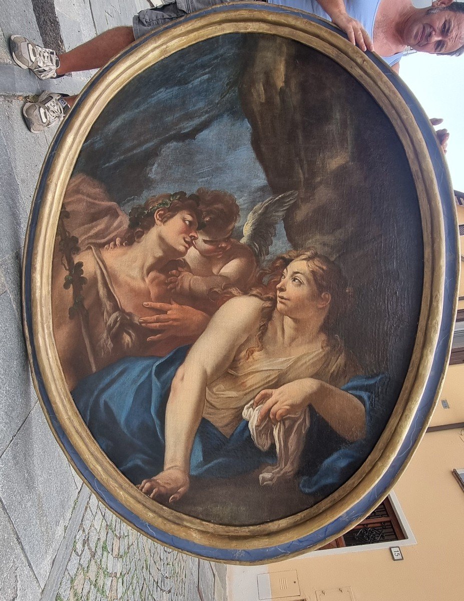 Scène Mythologique, Huile Sur Toile Ovale, Fin XVIIe-début XVIIIe Siècle