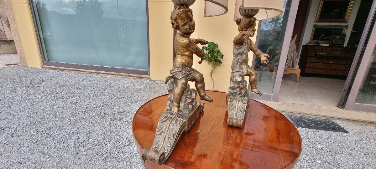 Pair Of Putti Lamp Sockets (male/female)-photo-2