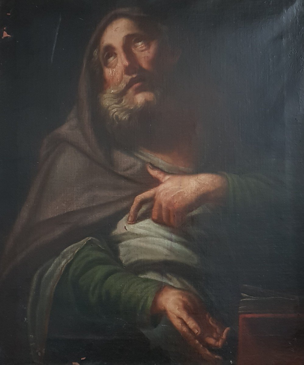 Saint, Huile Sur Toile, époque 600-photo-2