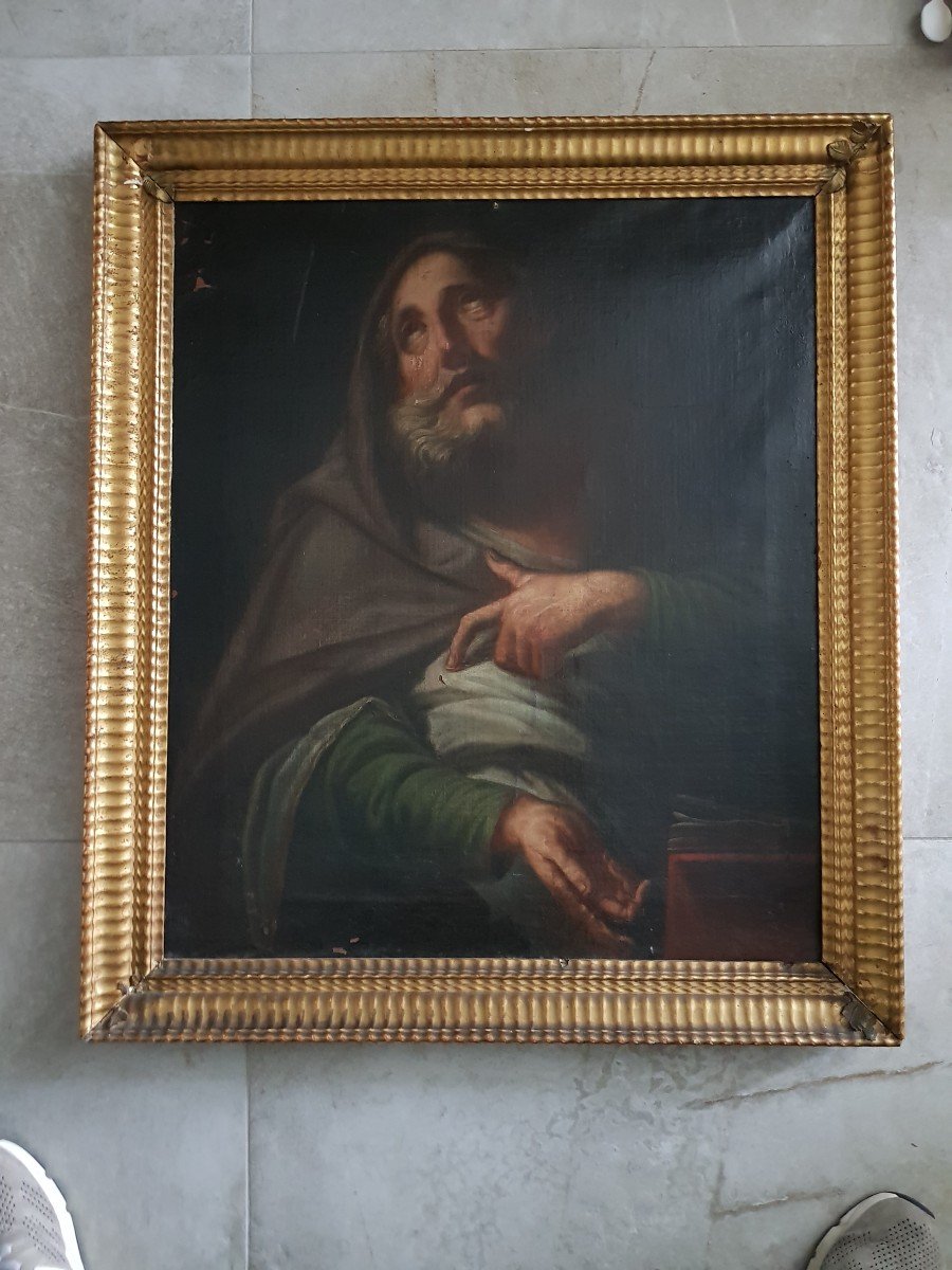 Saint, Huile Sur Toile, époque 600-photo-1