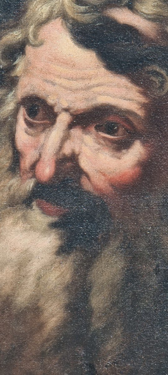 Oil On Canvas Depicting The Face Of An Elderly Man, 17th Century-photo-3