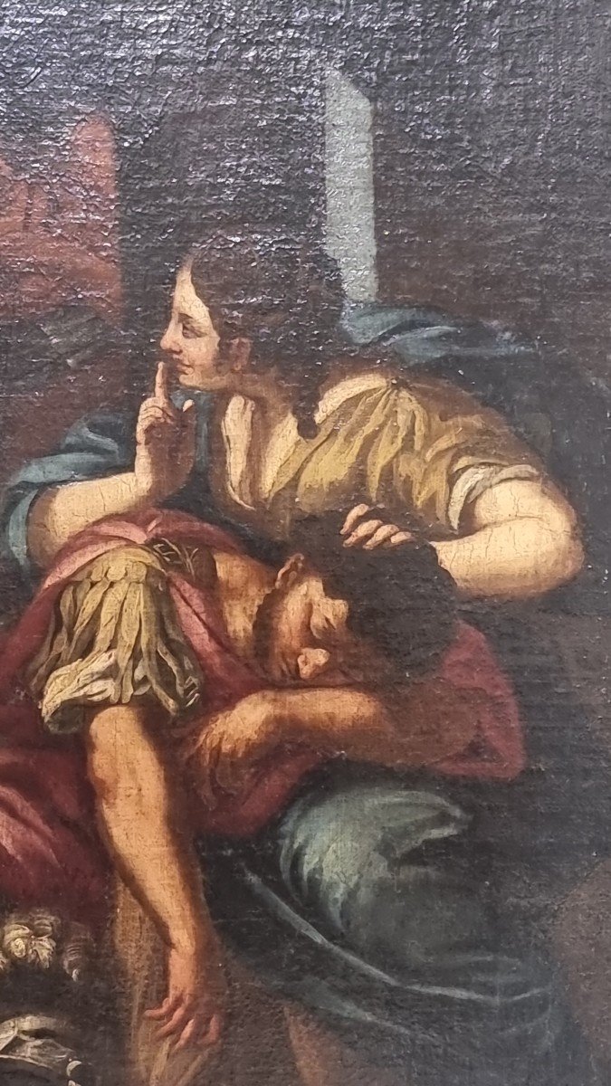 Delilah And Samson, Oil On Canvas, 17th Century-photo-1