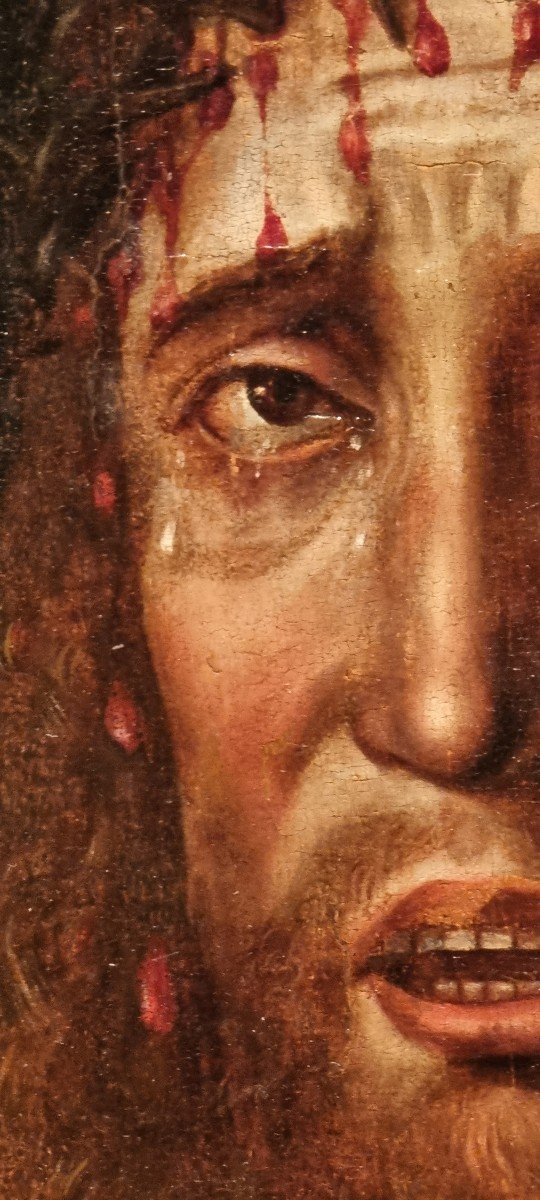 Ecce Homo, Huile Sur Panneau De Noyer, XVIe Siècle-photo-2