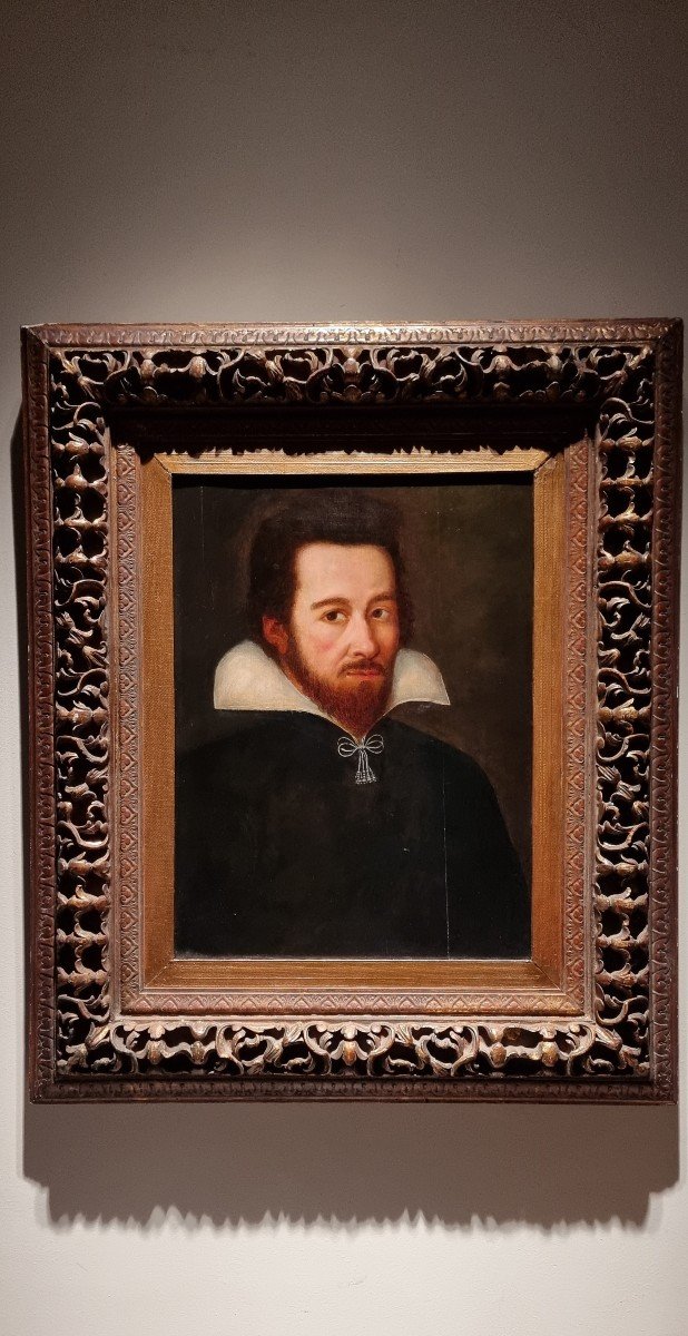 Male Portrait, Oil On Panel, 17th Century