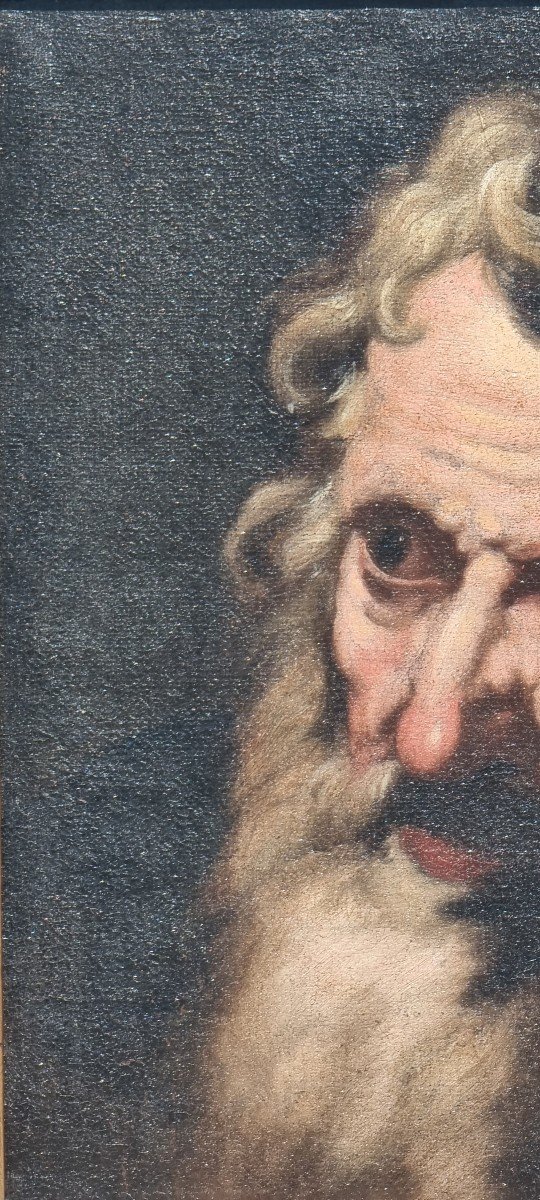 Huile Sur Toile Représentant Le Visage d'Un Homme âgé, XVIIe Siècle-photo-3