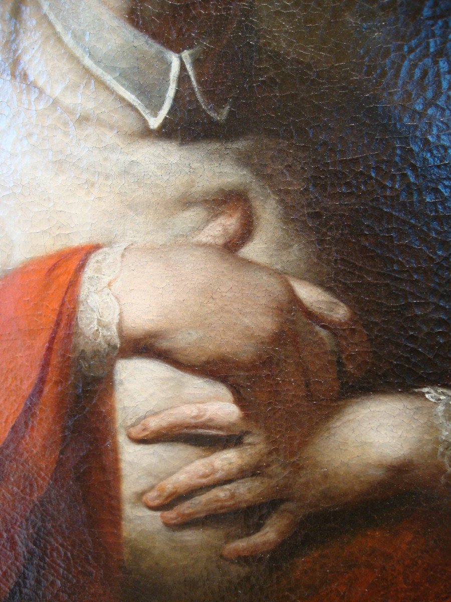 S. Carlo Borromeo In Prayer Oil On Canvas - Period 600-photo-4