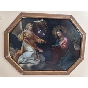 Alessandro Turchi, The Annunciation, Oil On Slate, Period '500