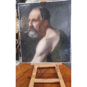 Portrait d'Un Homme âgé, Huile Sur Toile, Fin XVIIIe Siècle