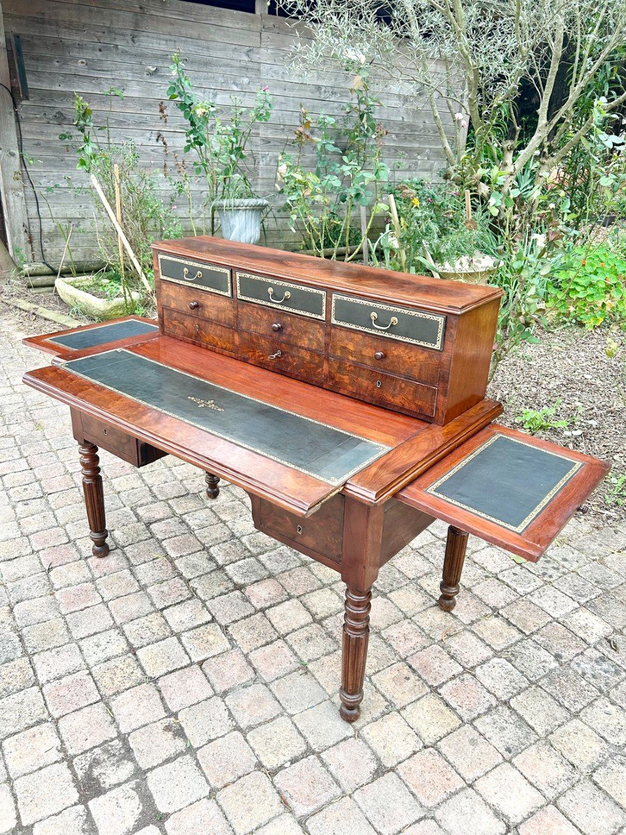 Napoleon III Desk With Tier Mahogany -photo-2