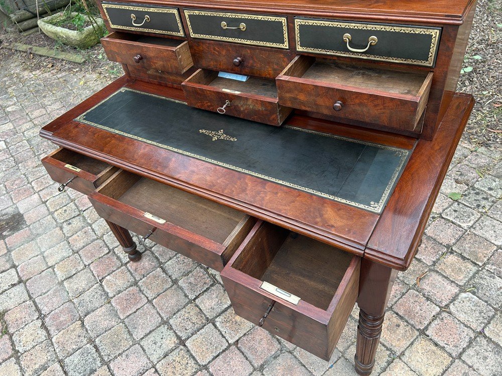 Napoleon III Desk With Tier Mahogany -photo-1