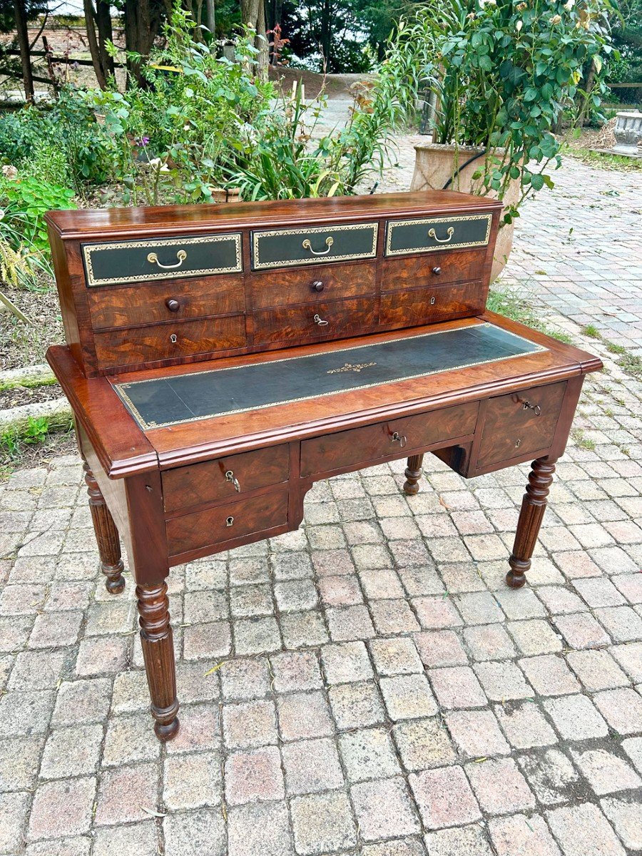 Napoleon III Desk With Tier Mahogany 