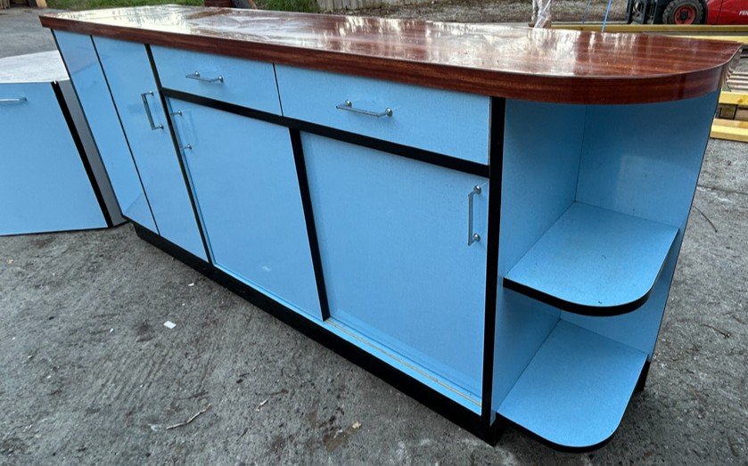 Buffet Et Caisson Cuisine Formica Bleu 1950-photo-4