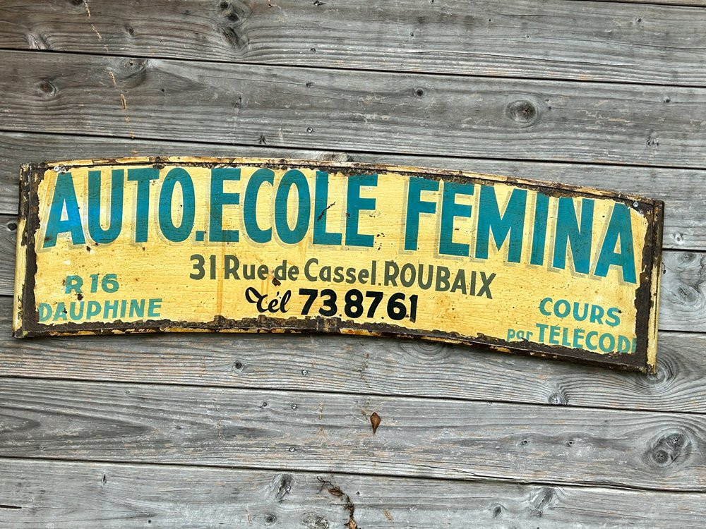 Plaque Tôle Peinte Recto Verso " Auto-ecole " 1960 -photo-7