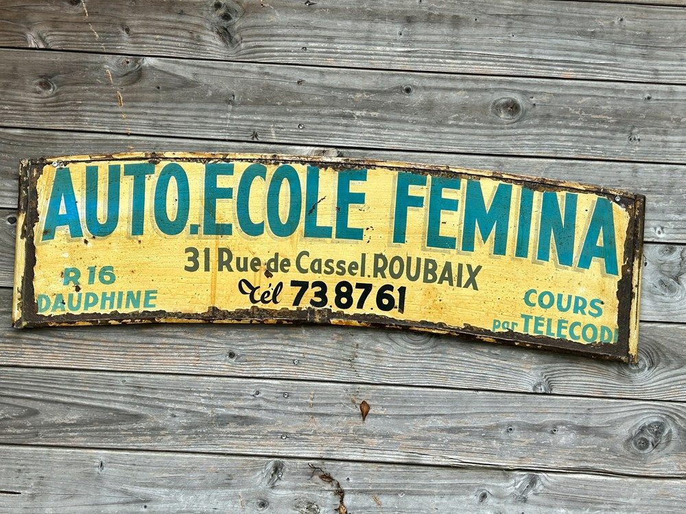 Plaque Tôle Peinte Recto Verso " Auto-ecole " 1960 