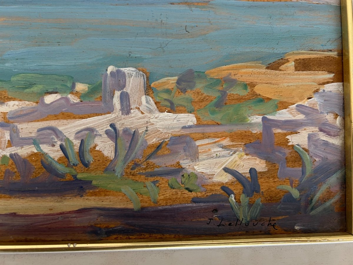 Jules Lellouche (1903-1963) Paysage Orientaliste de Sidi bou said Tunis Tunisie-photo-1