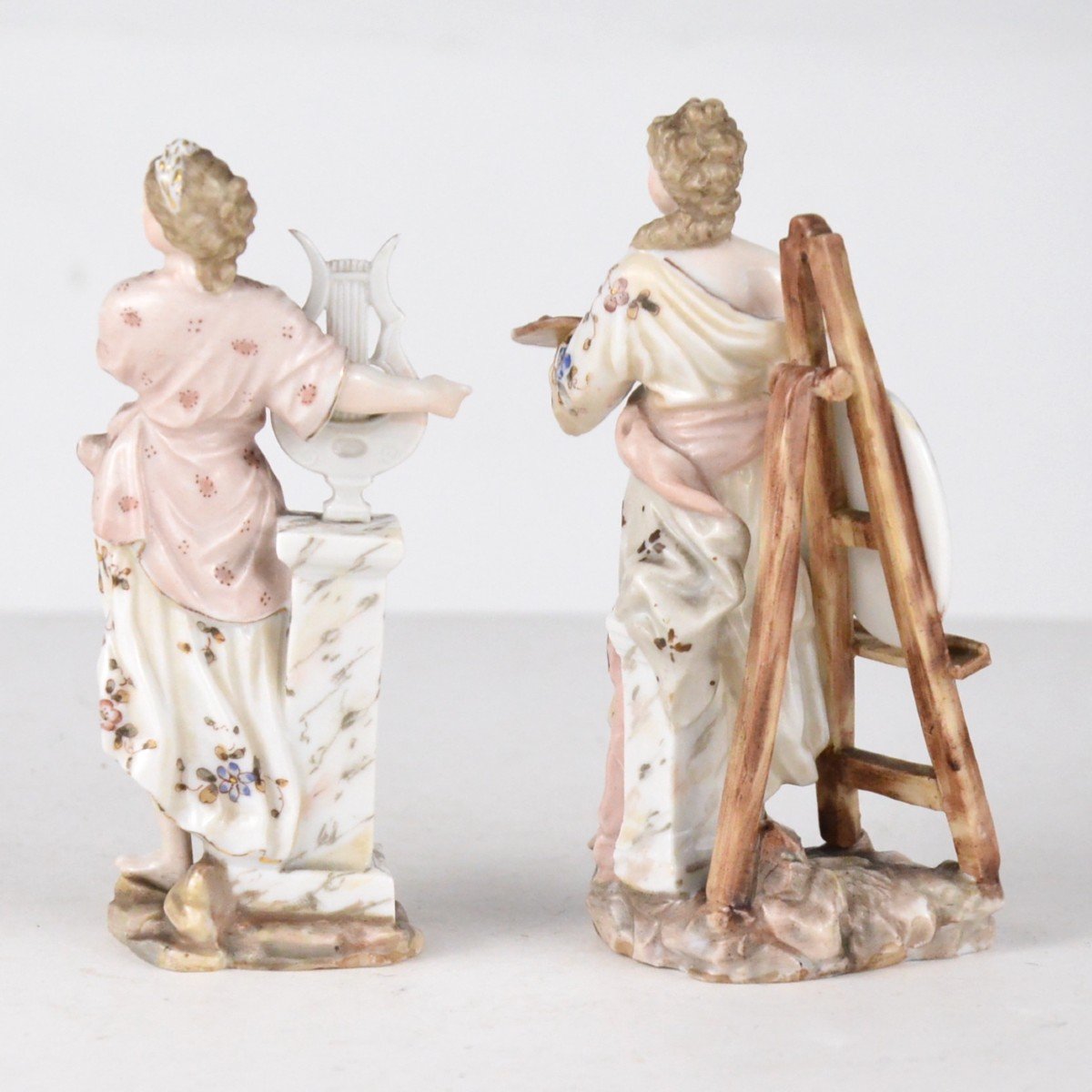 Pair Of Volkstedt Porcelain Figurines Music And Painting Late 19th Century Germany-photo-4