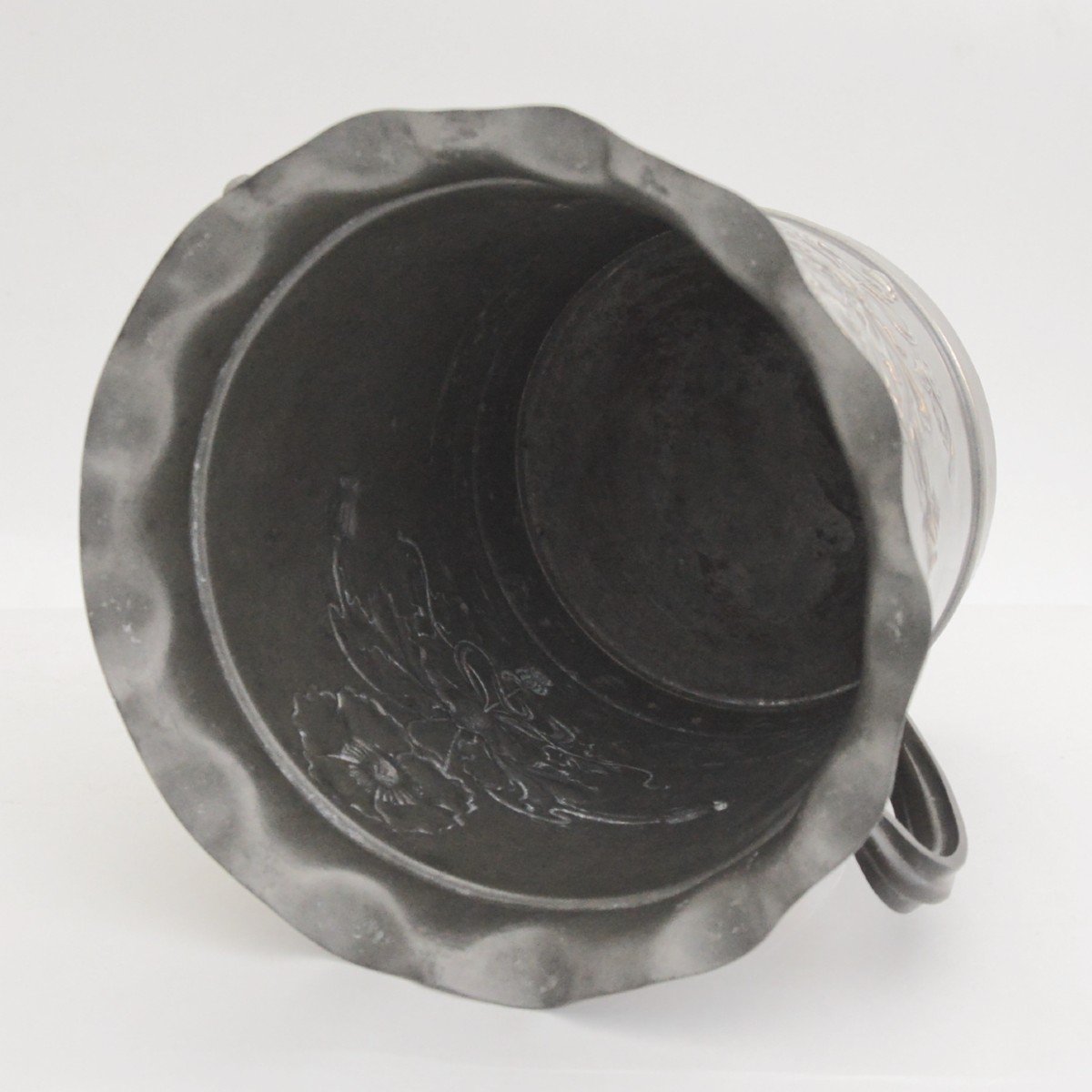 Art Nouveau Champagne Bucket With Poppies Pewter Circa 1900-photo-1